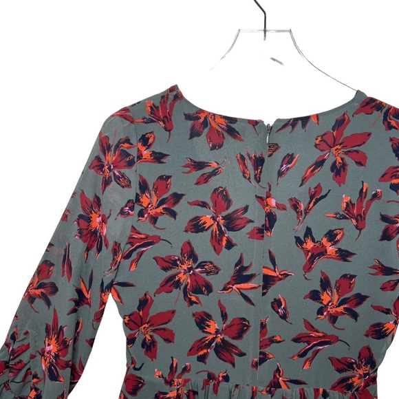 Madewell Ruffle Sleeve Women’s Dress In Winter Orchid Dark Florals Sz 4 - Picture 10 of 13